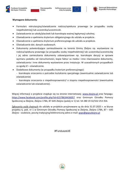 info o projekcie na stronę Klub Młodzieżowy Wielgie-2
